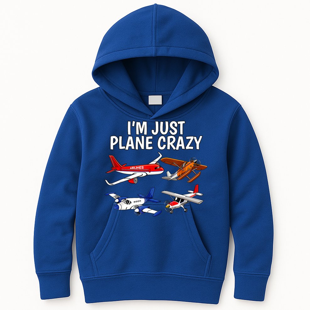 I'm Just Plane Crazy Aviation Gifts For Aircraft Pilots Kids Hoodie