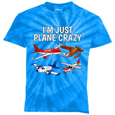 I'm Just Plane Crazy Aviation Gifts For Aircraft Pilots Kids Tie-Dye T-Shirt