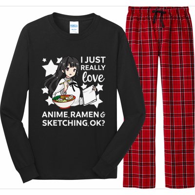 I Just Really Love Anime Ra and Sketching OK Drawing Art Long Sleeve Pajama Set