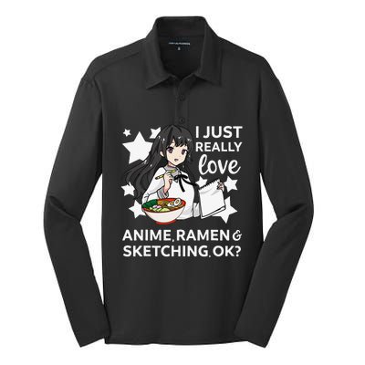 I Just Really Love Anime Ra and Sketching OK Drawing Art Silk Touch Performance Long Sleeve Polo