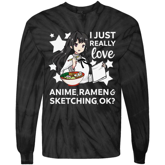 I Just Really Love Anime Ra and Sketching OK Drawing Art Tie-Dye Long Sleeve Shirt