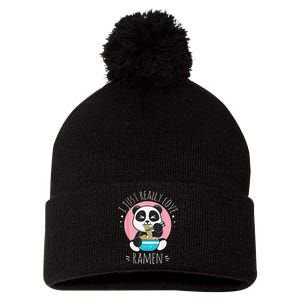 I Just Really Love Ra Kawaii Anime Panda Cute Manga Love Pom Pom 12in Knit Beanie