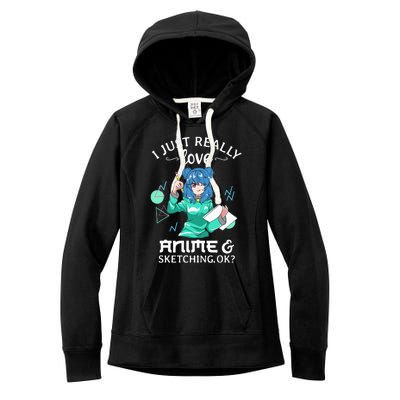 I Just Really Love Anime and Sketching Ok Anime Teen Girl Women's Fleece Hoodie