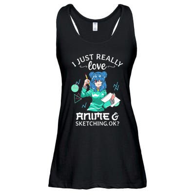 I Just Really Love Anime and Sketching Ok Anime Teen Girl Ladies Essential Flowy Tank