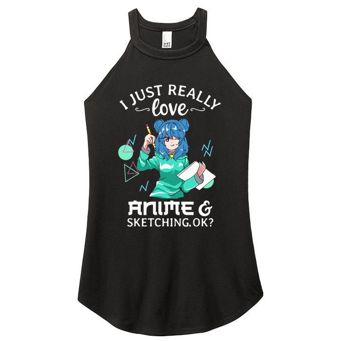 I Just Really Love Anime and Sketching Ok Anime Teen Girl Women's Perfect Tri Rocker Tank