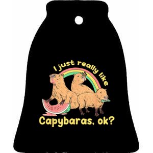 I Just Really Like Capybaras Ok Capybara Lover Funny Ceramic Bell Ornament