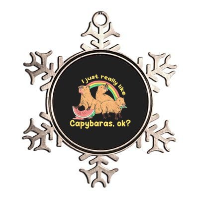 I Just Really Like Capybaras Ok Capybara Lover Funny Metallic Star Ornament