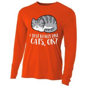 I Just Really Like Cats Gift Cooling Performance Long Sleeve Crew