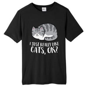 I Just Really Like Cats Gift Tall Fusion ChromaSoft Performance T-Shirt