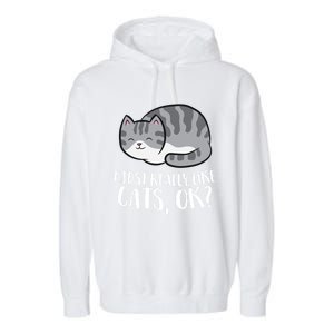 I Just Really Like Cats Gift Garment-Dyed Fleece Hoodie