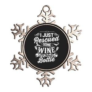 I Just Rescued Some Wine Funny Quote Wine Lover Metallic Star Ornament