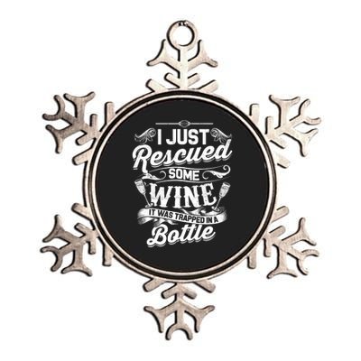 I Just Rescued Some Wine Funny Quote Wine Lover Metallic Star Ornament