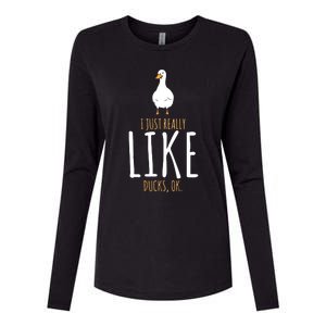 I Just Really Like Ducks Ok Womens Cotton Relaxed Long Sleeve T-Shirt