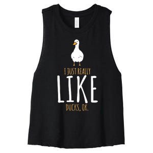 I Just Really Like Ducks Ok Women's Racerback Cropped Tank