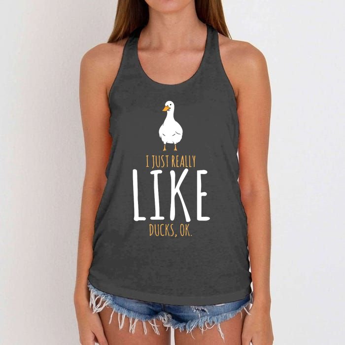 I Just Really Like Ducks Ok Women's Knotted Racerback Tank