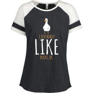 I Just Really Like Ducks Ok Enza Ladies Jersey Colorblock Tee