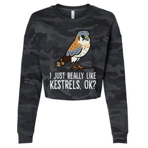 I Just Really Like Kestrels Ok Cute Kestrel Bird Cropped Pullover Crew