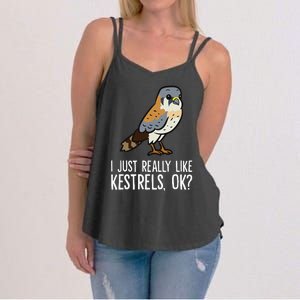 I Just Really Like Kestrels Ok Cute Kestrel Bird Women's Strappy Tank