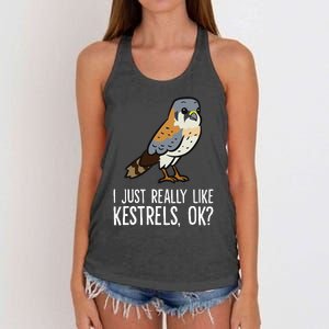 I Just Really Like Kestrels Ok Cute Kestrel Bird Women's Knotted Racerback Tank