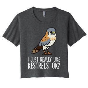 I Just Really Like Kestrels Ok Cute Kestrel Bird Women's Crop Top Tee