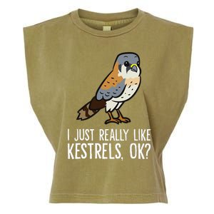 I Just Really Like Kestrels Ok Cute Kestrel Bird Garment-Dyed Women's Muscle Tee