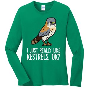 I Just Really Like Kestrels Ok Cute Kestrel Bird Ladies Long Sleeve Shirt