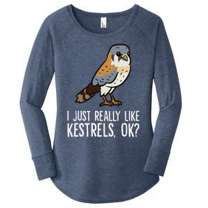 I Just Really Like Kestrels Ok Cute Kestrel Bird Women's Perfect Tri Tunic Long Sleeve Shirt