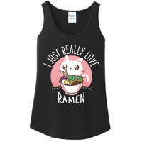 I Just Really Love Ramen Cat Anime Kawaii Clothes Otaku Clothing Manga Ladies Essential Tank