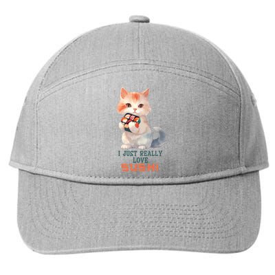 I Just Really Love Sushi Cute Japanese Cat 7-Panel Snapback Hat