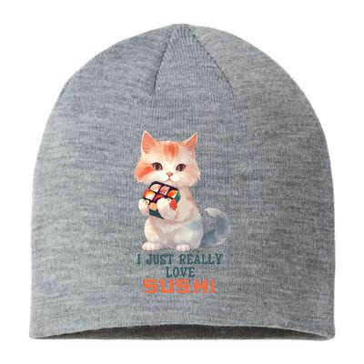 I Just Really Love Sushi Cute Japanese Cat Sustainable Beanie