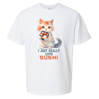 I Just Really Love Sushi Cute Japanese Cat Sueded Cloud Jersey T-Shirt