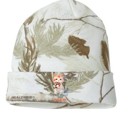 I Just Really Love Sushi Cute Japanese Cat Kati Licensed 12" Camo Beanie