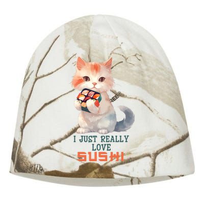 I Just Really Love Sushi Cute Japanese Cat Kati - Camo Knit Beanie