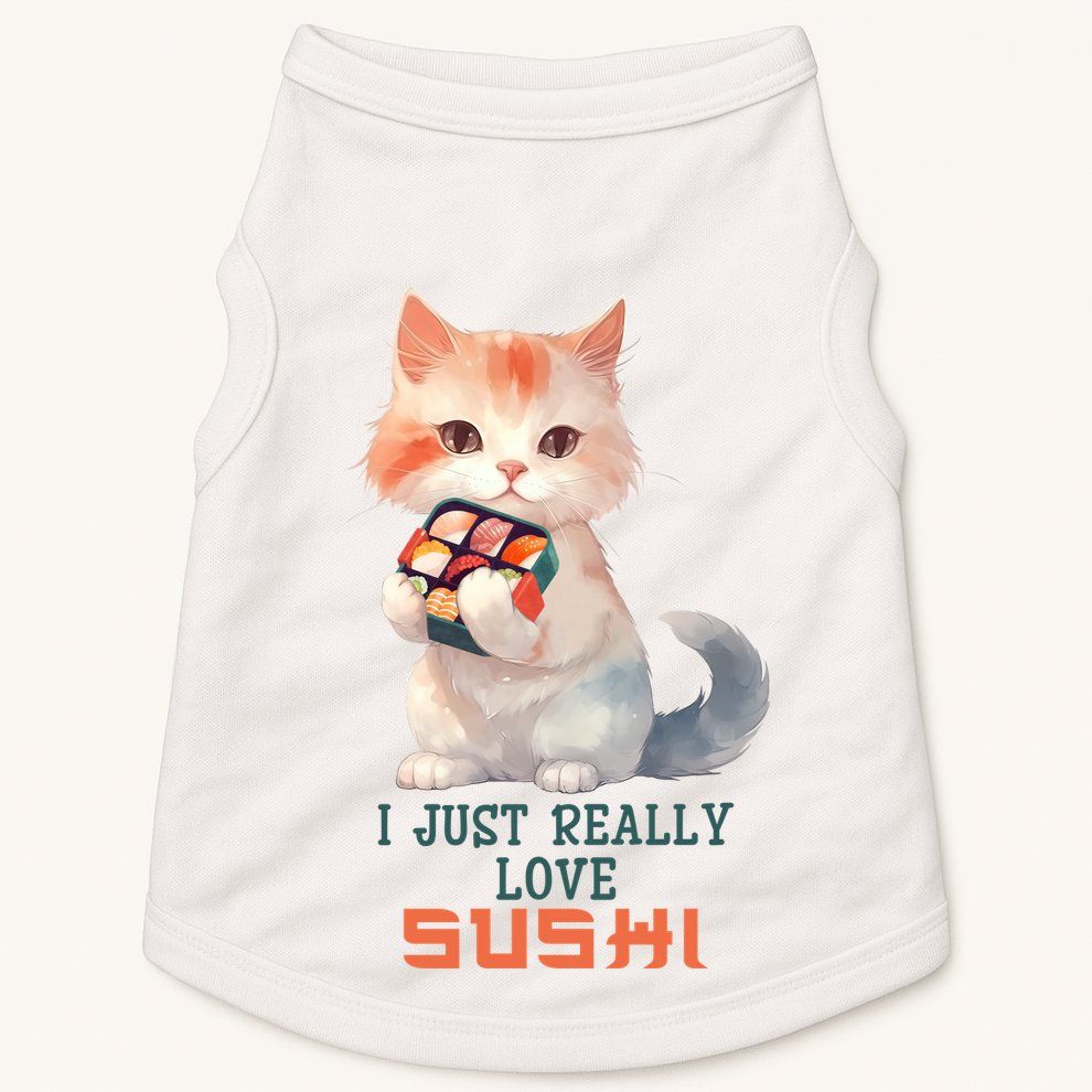 I Just Really Love Sushi Cute Japanese Cat Doggie Tank