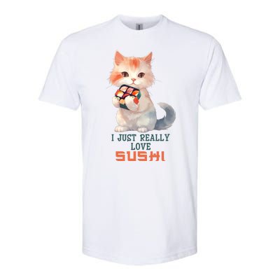 I Just Really Love Sushi Cute Japanese Cat Softstyle CVC T-Shirt