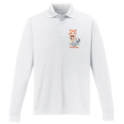 I Just Really Love Sushi Cute Japanese Cat Performance Long Sleeve Polo