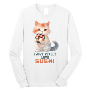 I Just Really Love Sushi Cute Japanese Cat Long Sleeve Shirt