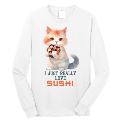 I Just Really Love Sushi Cute Japanese Cat Long Sleeve Shirt