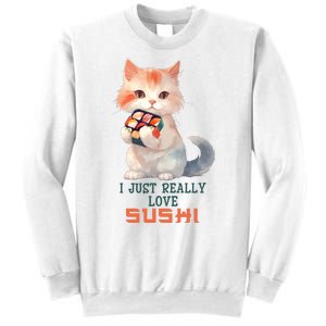 I Just Really Love Sushi Cute Japanese Cat Sweatshirt