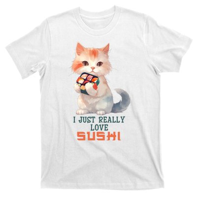 I Just Really Love Sushi Cute Japanese Cat T-Shirt