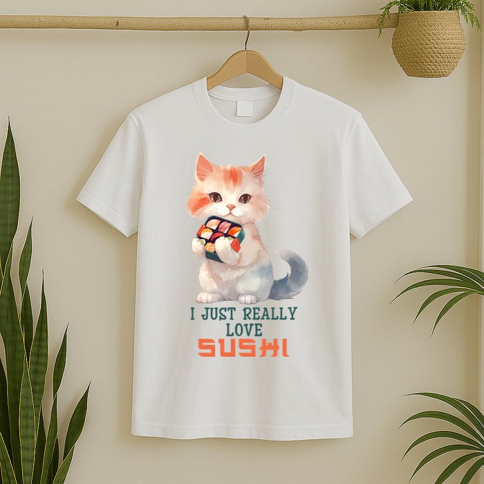 I Just Really Love Sushi Cute Japanese Cat T-Shirt