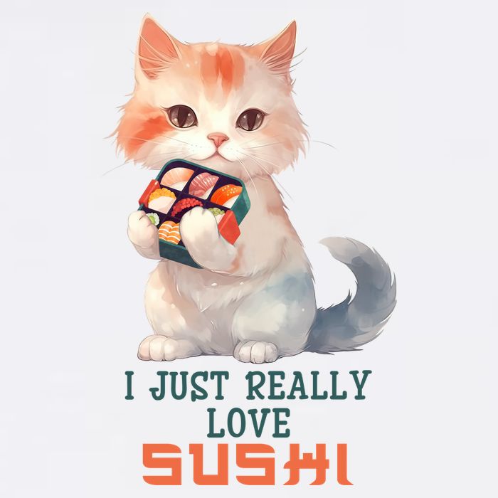 I Just Really Love Sushi Cute Japanese Cat T-Shirt