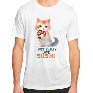 I Just Really Love Sushi Cute Japanese Cat Adult ChromaSoft Performance T-Shirt