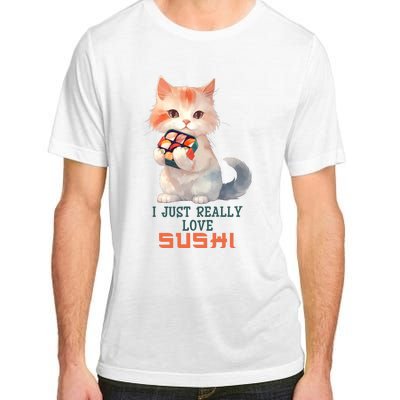 I Just Really Love Sushi Cute Japanese Cat Adult ChromaSoft Performance T-Shirt