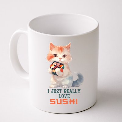I Just Really Love Sushi Cute Japanese Cat Mug
