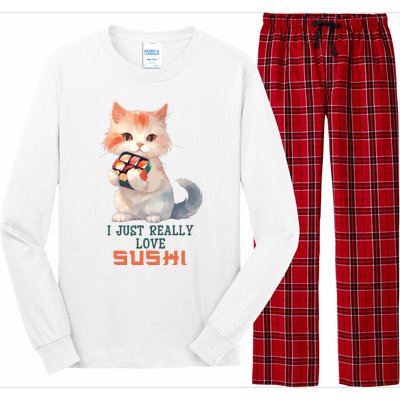 I Just Really Love Sushi Cute Japanese Cat Long Sleeve Pajama Set