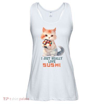 I Just Really Love Sushi Cute Japanese Cat Ladies Essential Flowy Tank
