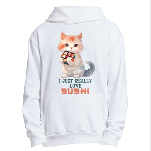 I Just Really Love Sushi Cute Japanese Cat Urban Pullover Hoodie