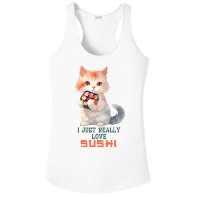 I Just Really Love Sushi Cute Japanese Cat Ladies PosiCharge Competitor Racerback Tank