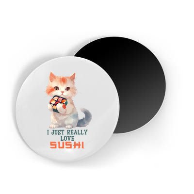 I Just Really Love Sushi Cute Japanese Cat Magnet